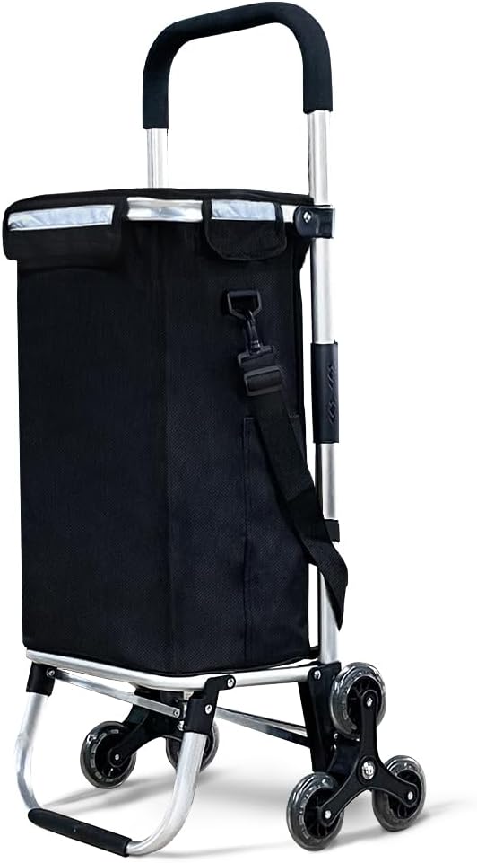 Klappbarer Einkaufstrolley, Schwarz 58L