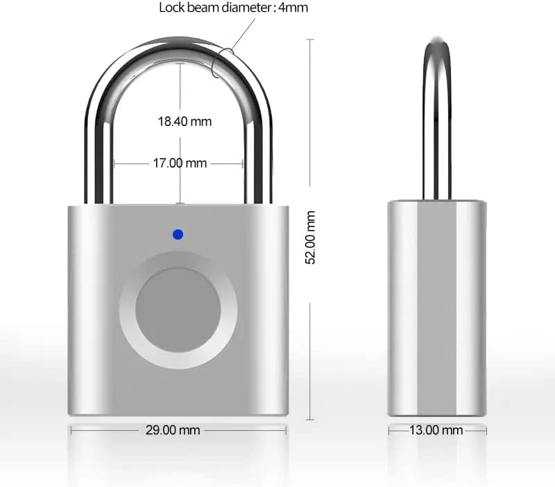 Wasserdichtes Fingerabdruck-Vorhängeschloss, silber|LOCK1