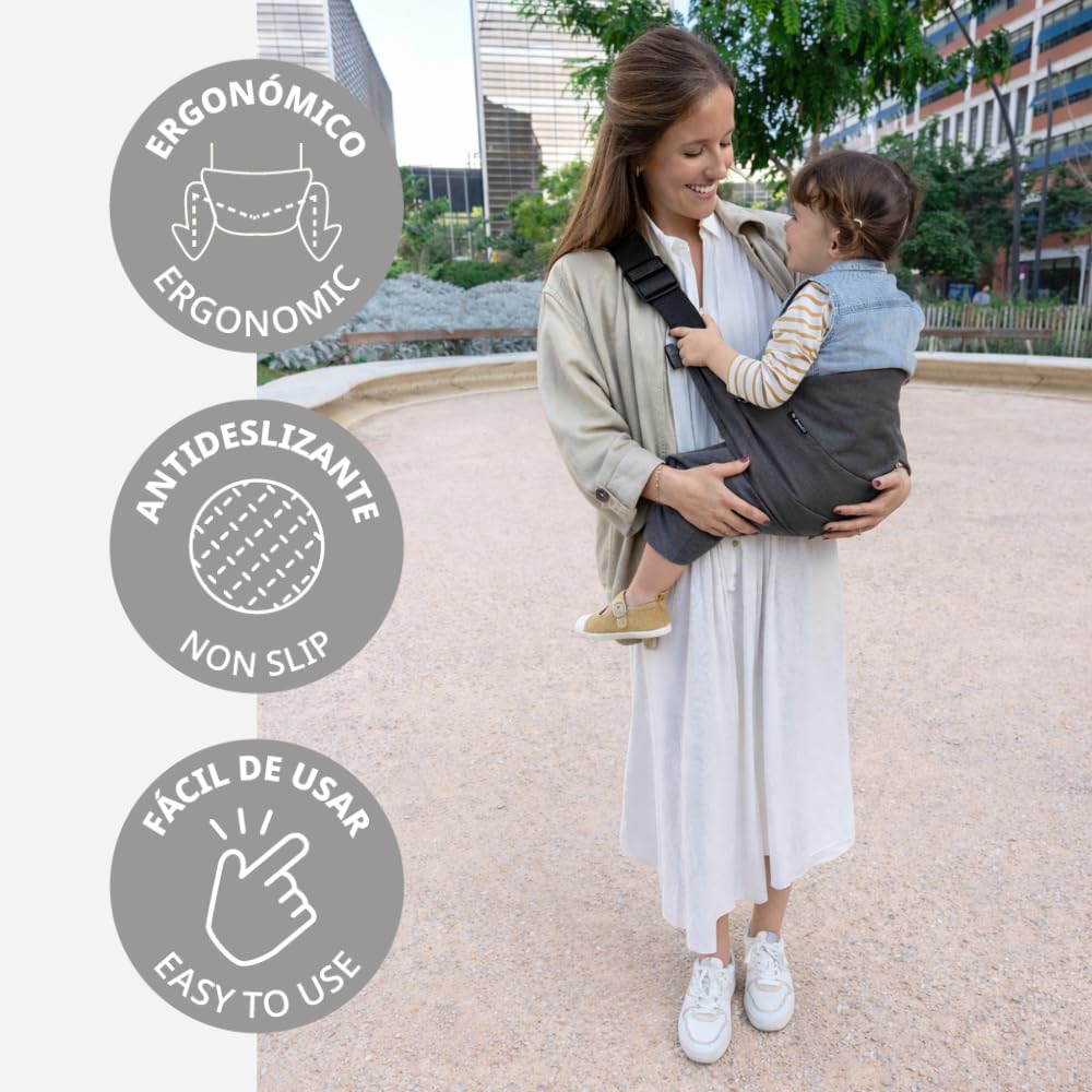 Ergonomisches Babytragetuch, verstellbar und rutschfest, Grau