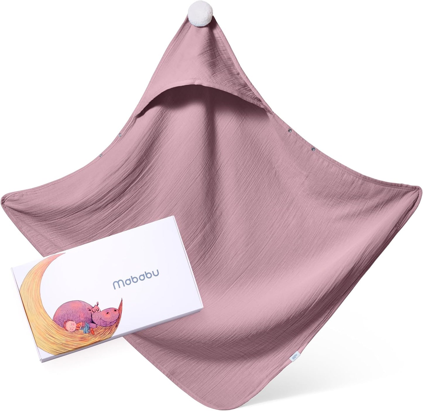 Baby Kapuzenhandtuch mit Anti-Rutsch-Knöpfen, 75x75 cm, Dusty Rose