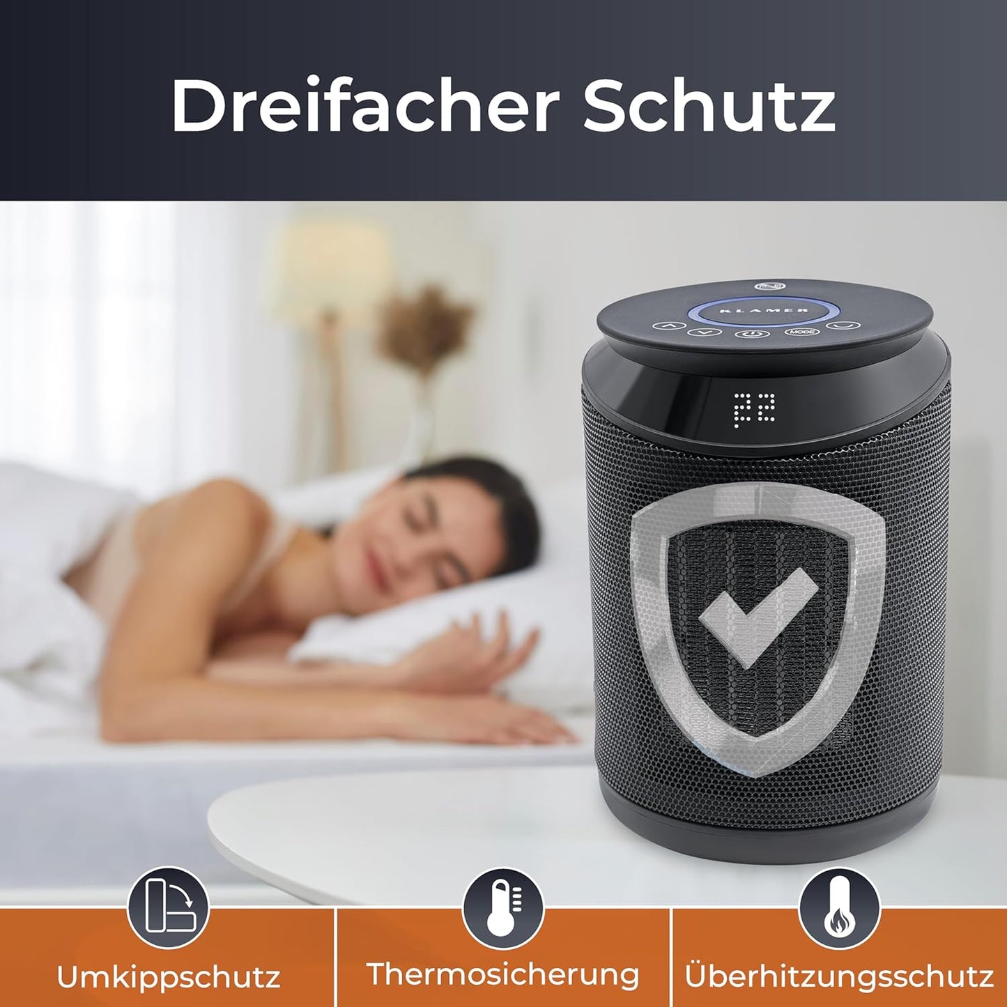 PTC Keramik Heizlüfter mit Fernbedienung, Heizlüfter Schwarz