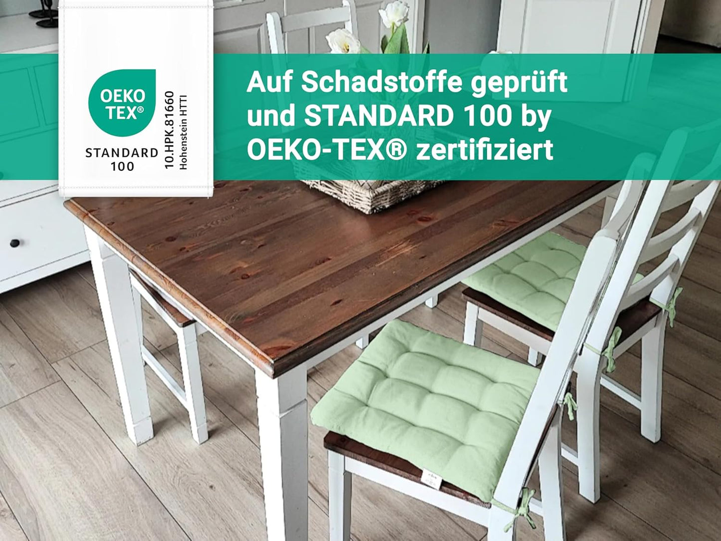 4er Sitzkissen Set, 4 Stück (1er Pack) Lindgrün