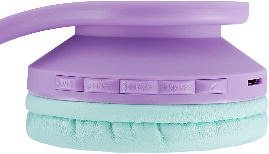 Bluetooth Kinderkopfhörer mit Lautstärkebegrenzung, Teal/Lila