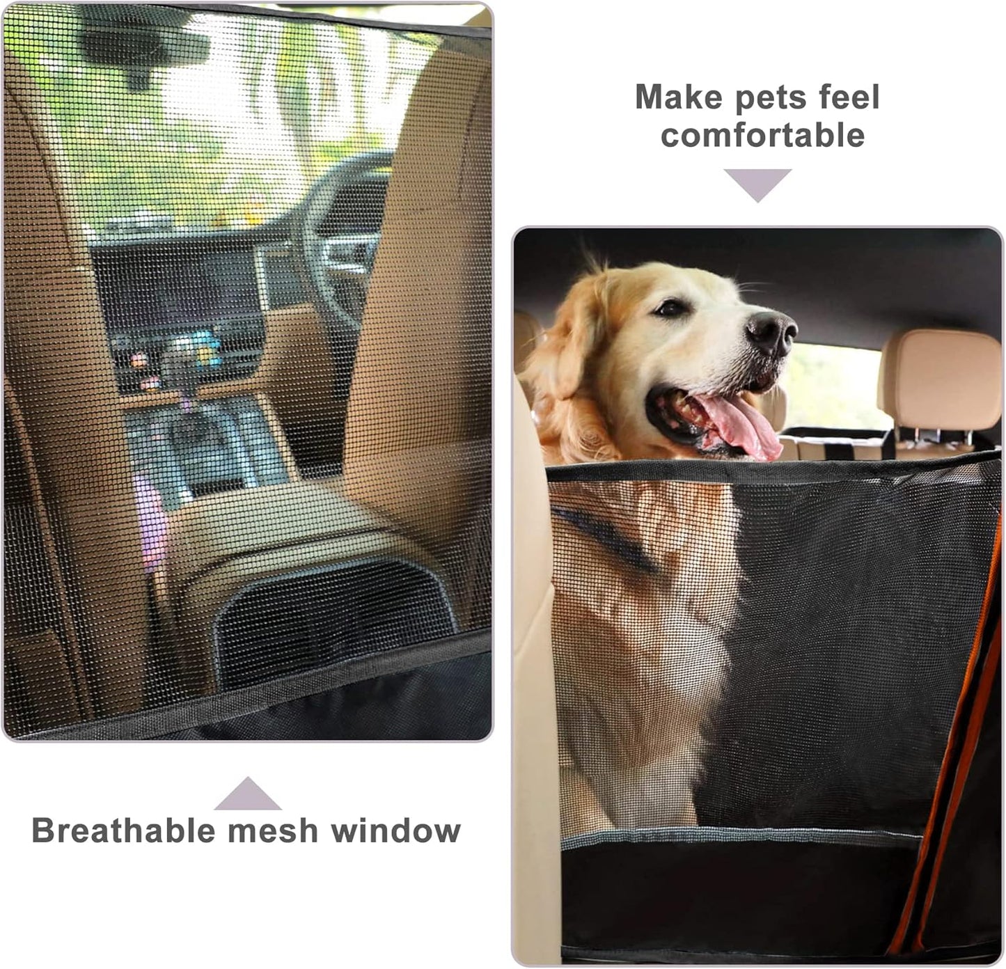 Autoschondecke für Hunde mit Seitenschutz, Hundedecke Auto Rückbank Schwarz-Orange-1