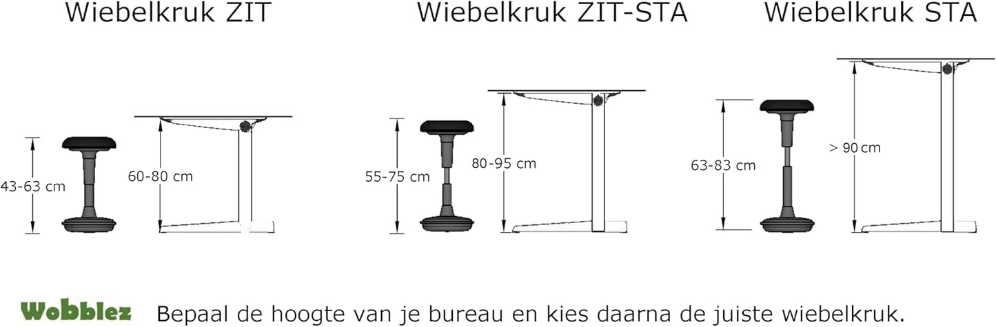 Ergonomischer Wackelhocker, höhenverstellbar, 43-63 cm, Cognac Schwarz