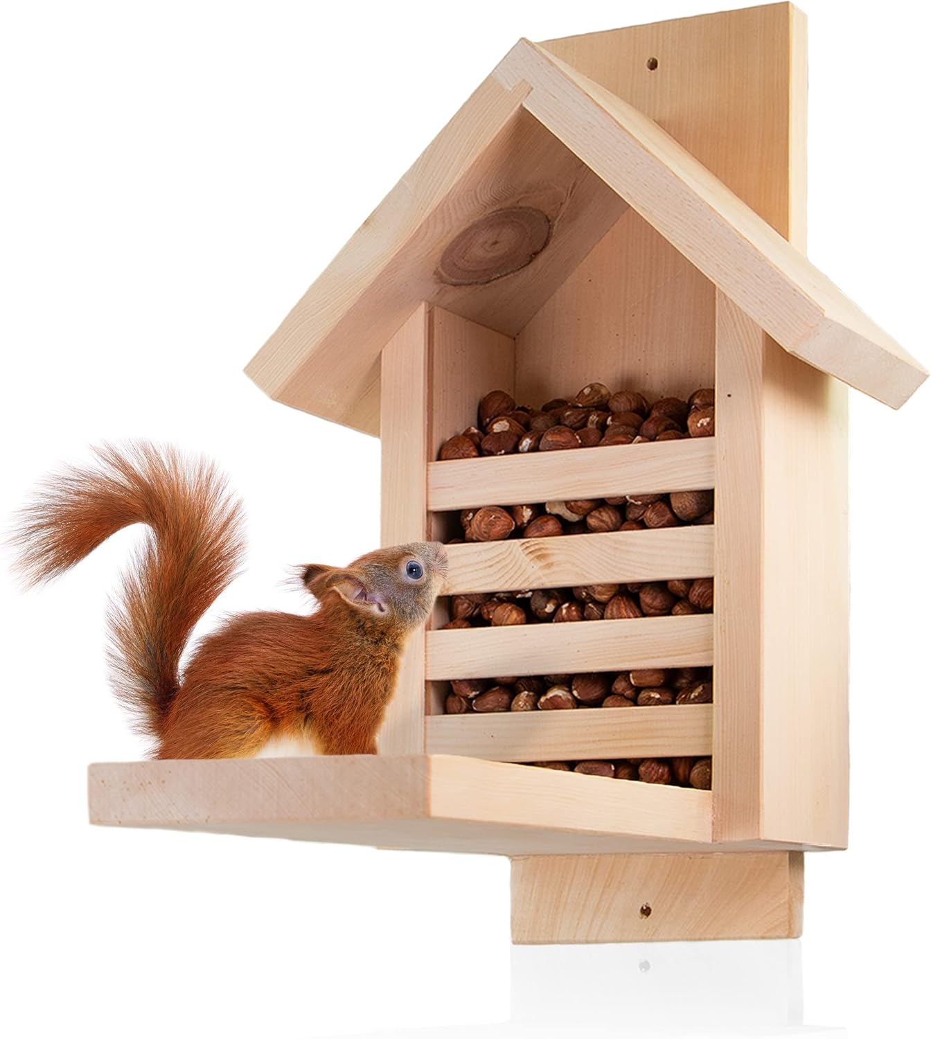 Eichhörnchen-Futterhaus aus Zirbenholz