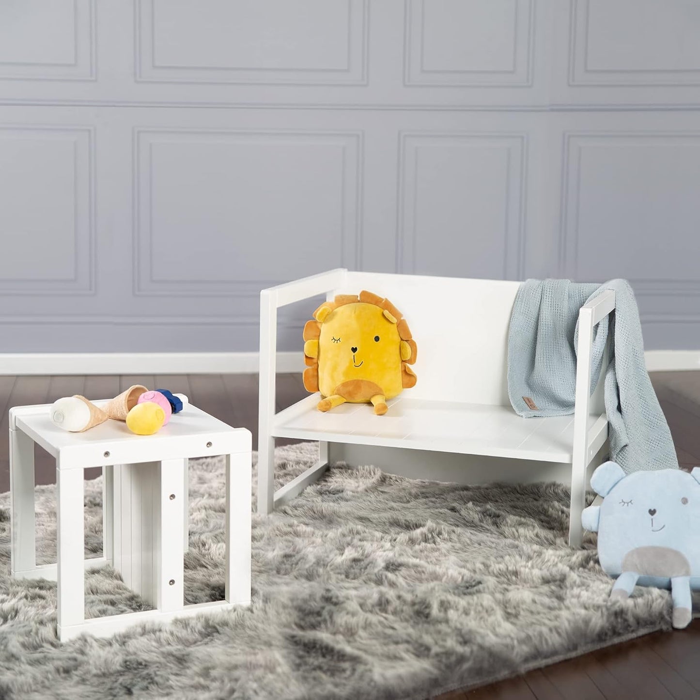 Kinder-Sitzbank im Landhausstil (Wendebank), Weiss Sitzbank