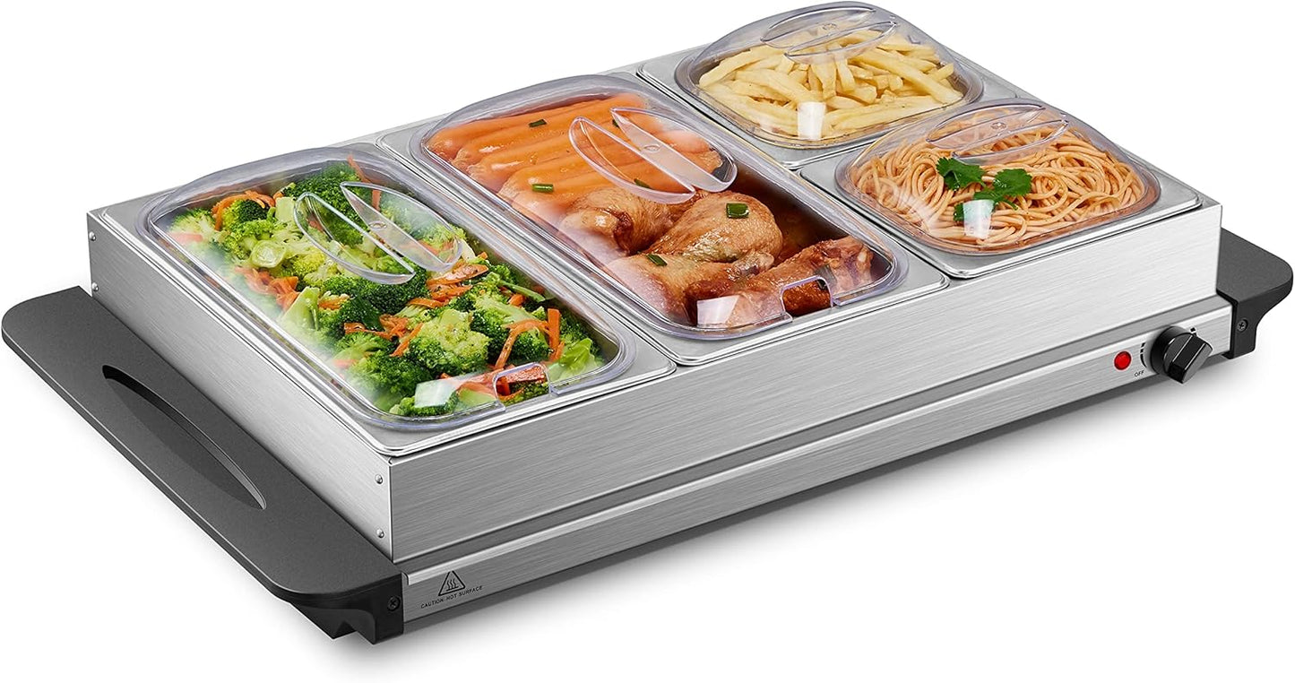 Buffetwärmer mit 4 Speisebehältern