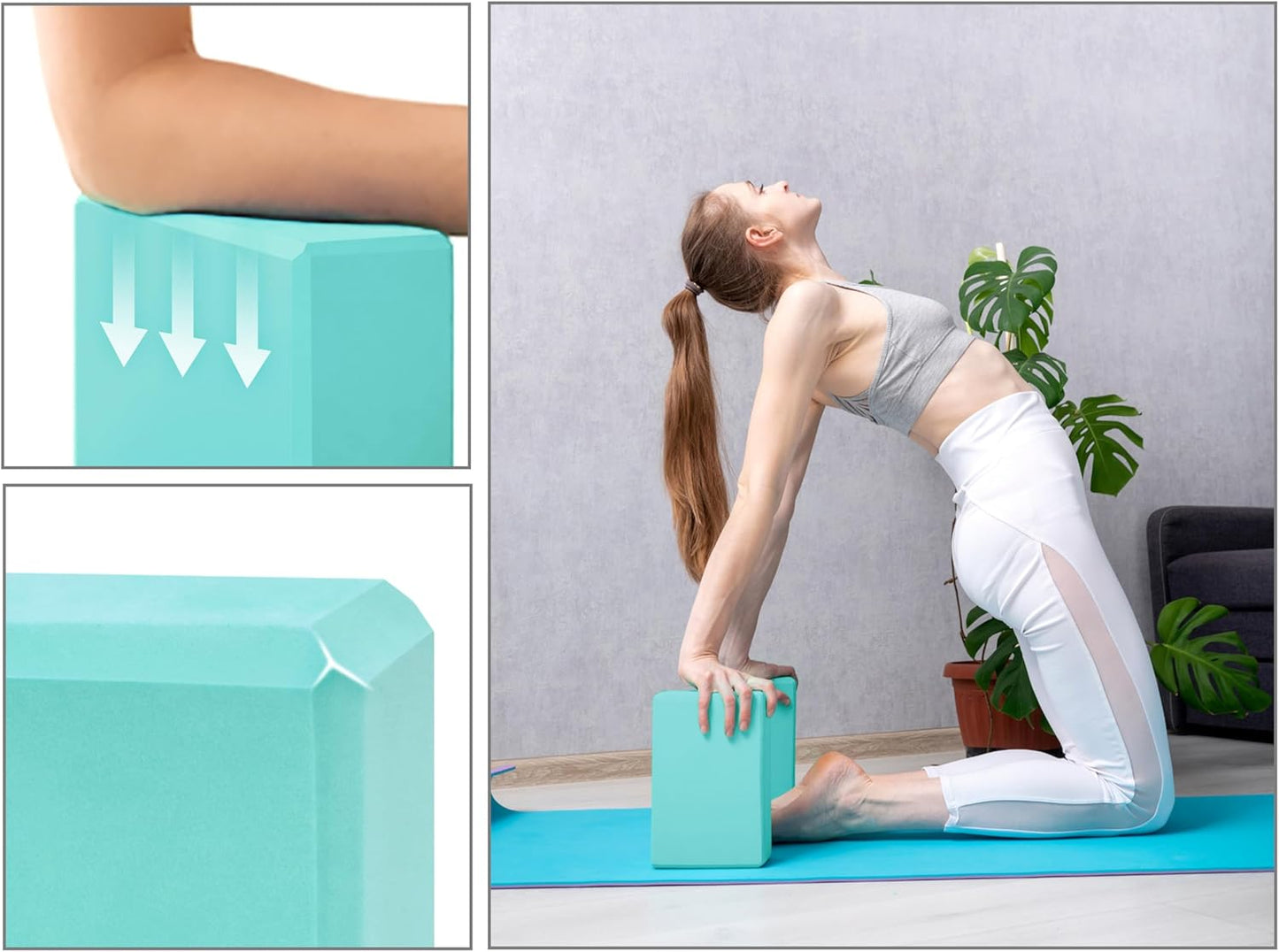 Yoga- und Gymnastikblöcke-Set, 23 x 15 x 7.5 cm Türkis