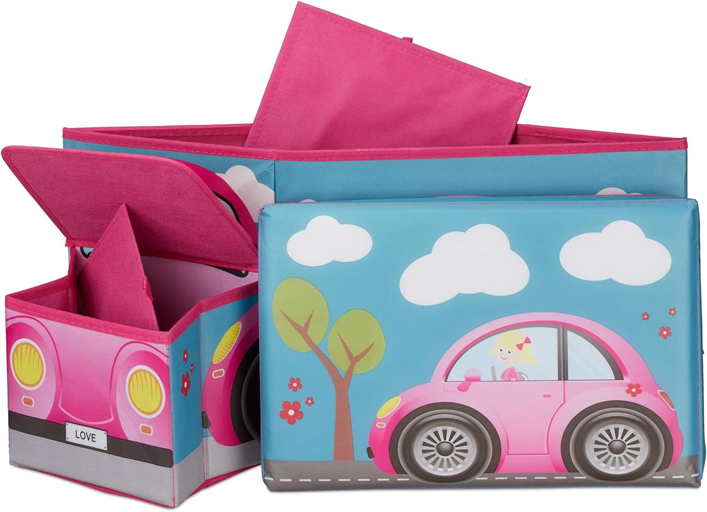 Sitzbox für Kinder, Pinkes Auto