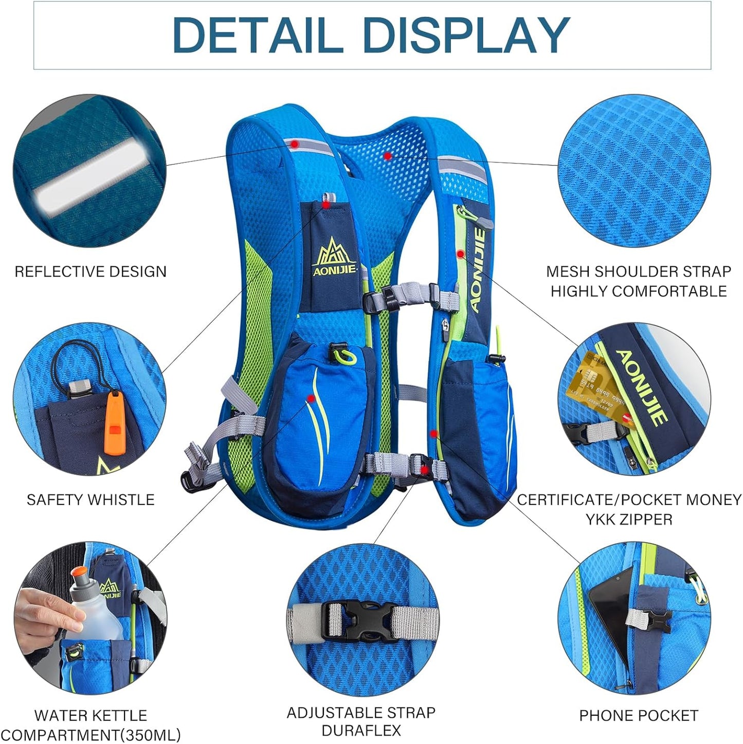 Trinkrucksack für Outdoor-Sport & Trailrunning, blau (ohne zwei flaschen)