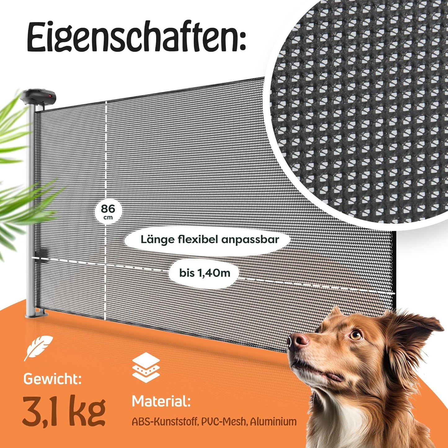 Treppenschutzgitter ausziehbar für Haustiere und Kinder, Schwarz