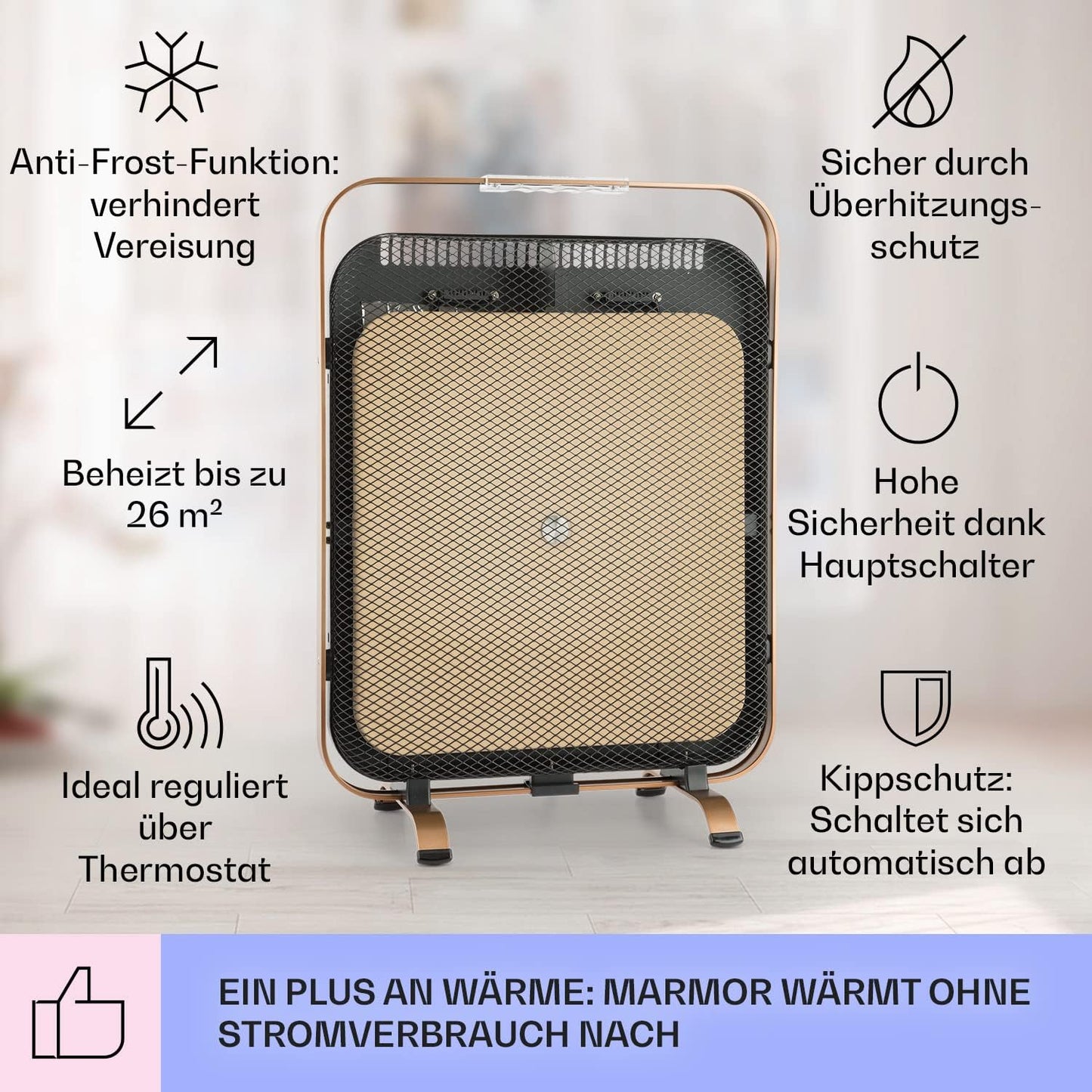 Infrarot-Heizung HeatPal Marble, Kupfer