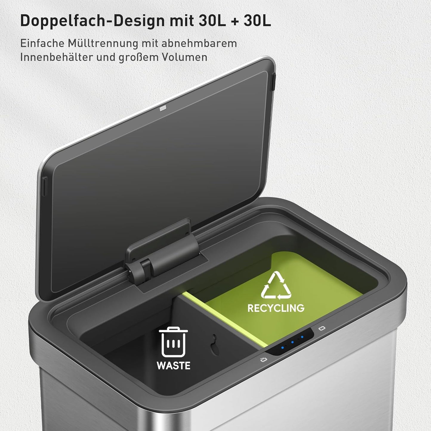 Nova Mülleimer mit Sensor, 2x30L, 30+30 Liter