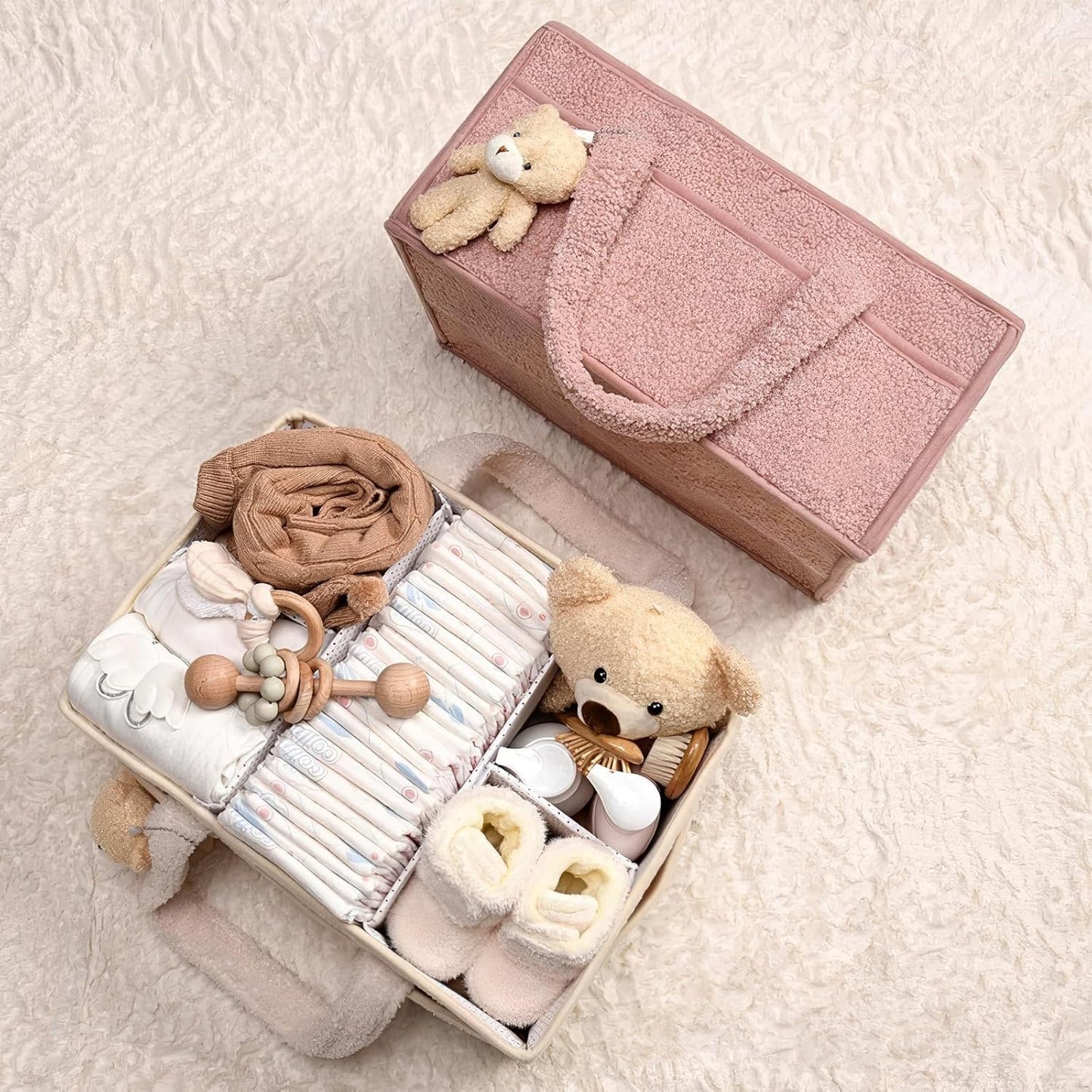 Baby Wickeltasche Organizer für Wickeltisch, Rosa