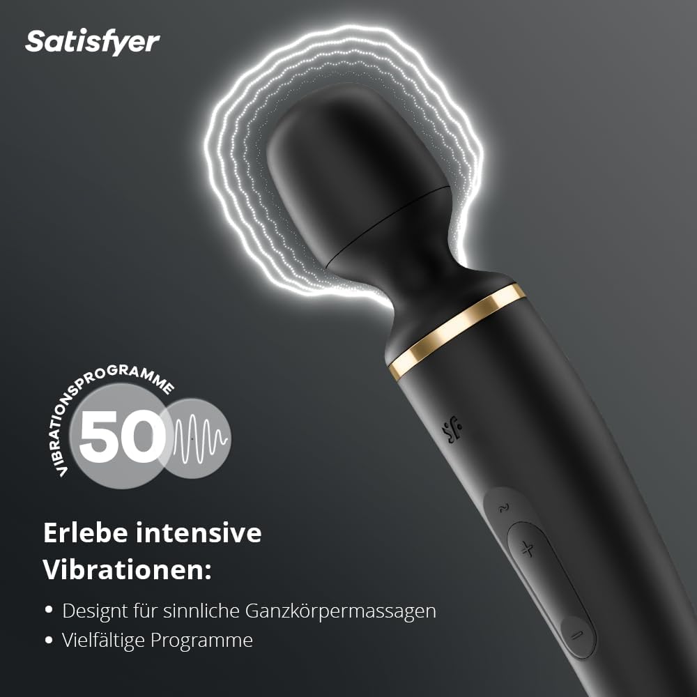 Wand-er Woman Massagestab mit 50 Vibrationsmodi, Schwarz 1 Stück (1er Pack)