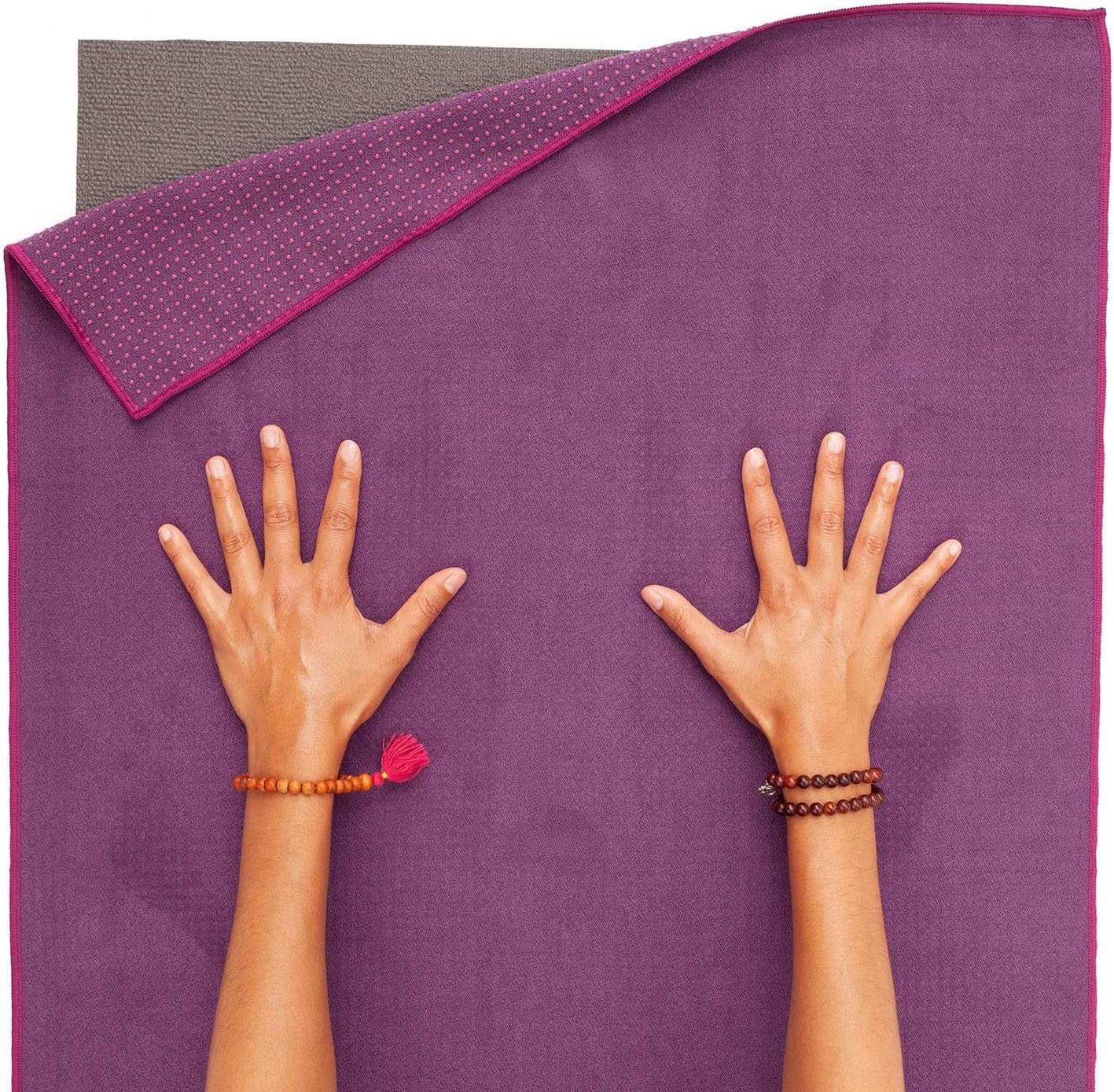 GRIP2 Yoga-Handtuch mit Anrtirutsch-Noppen, Aubergine/Lila