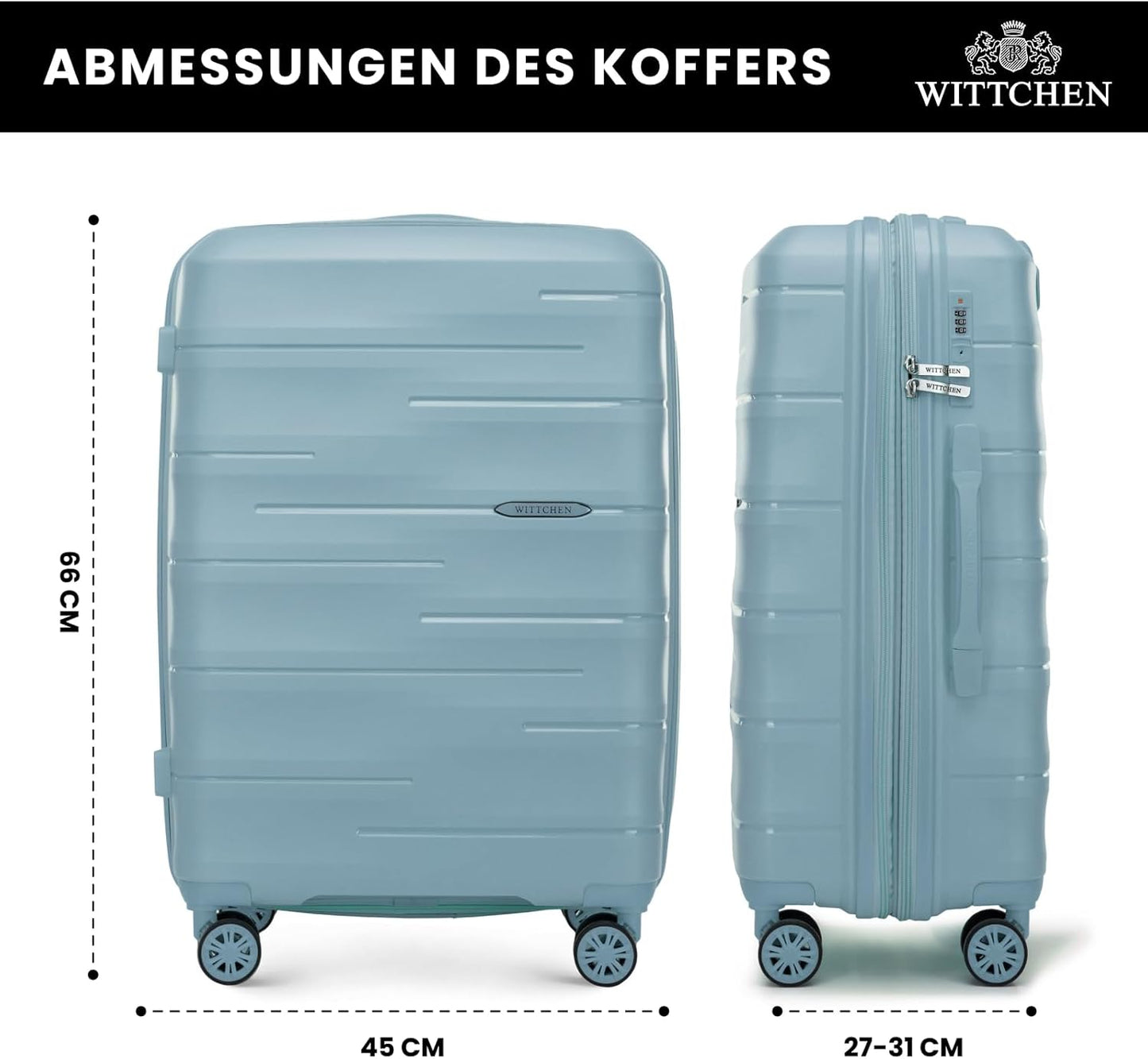 Mittelgrosser Reisekoffer mit TSA-Schloss, Blau 66 x 45 x 27 cm