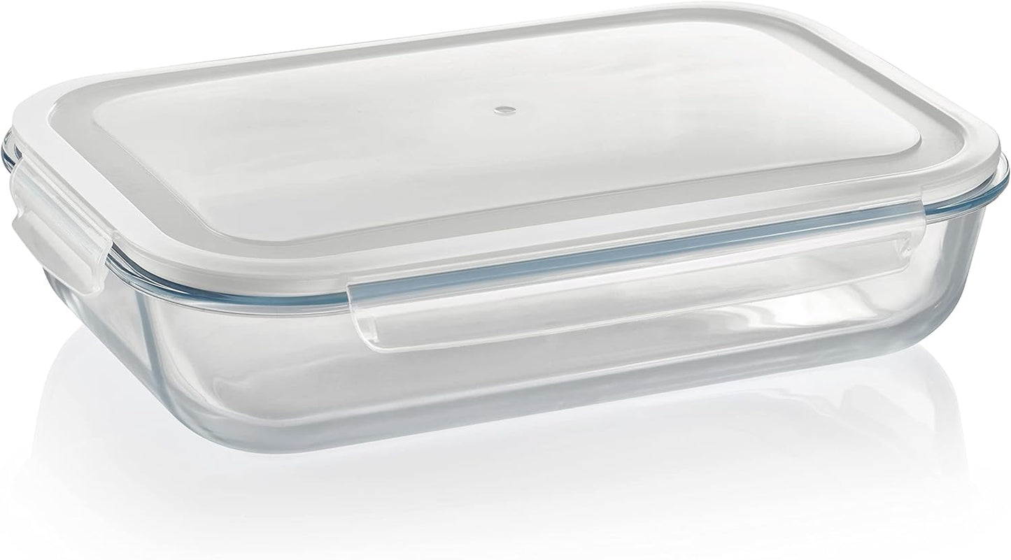 XXL Glas Frischhaltedose mit Click-Verschluss, 1 x 3600 ml Rechteckig