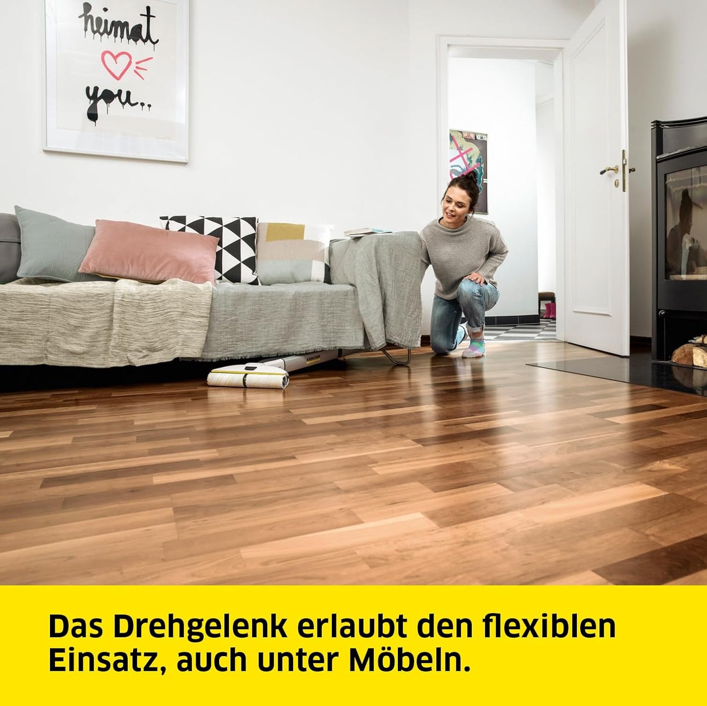 Elektrischer Wischmopp EWM 2 mit Mikrofaserwalzen, Weiß