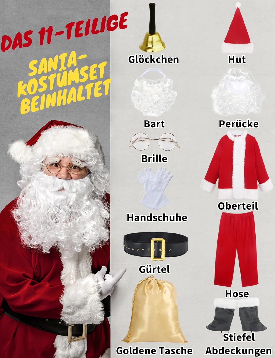10-teiliges Weihnachtsmann Set, 3XL