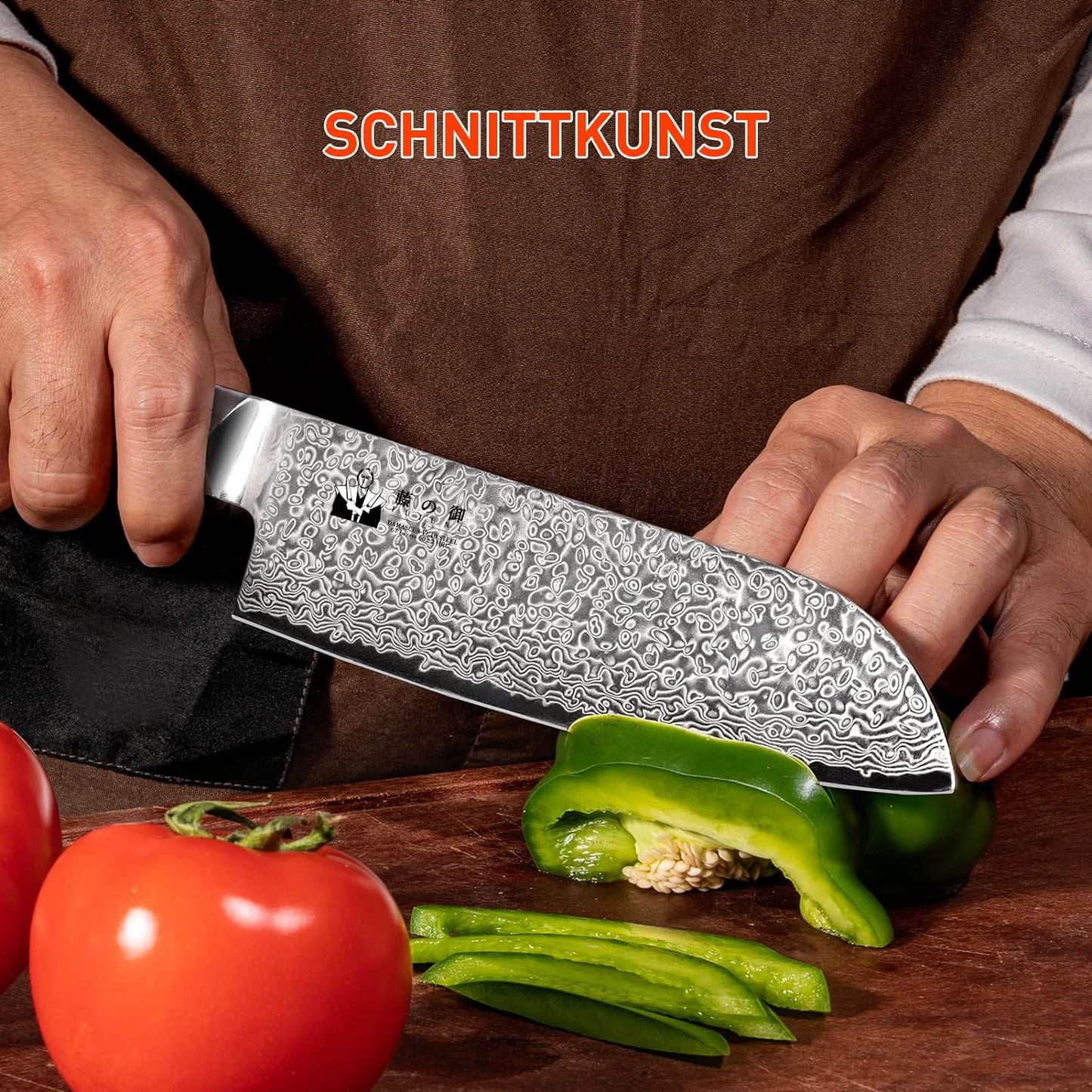Damastmesser, 18cm Santoku Messer