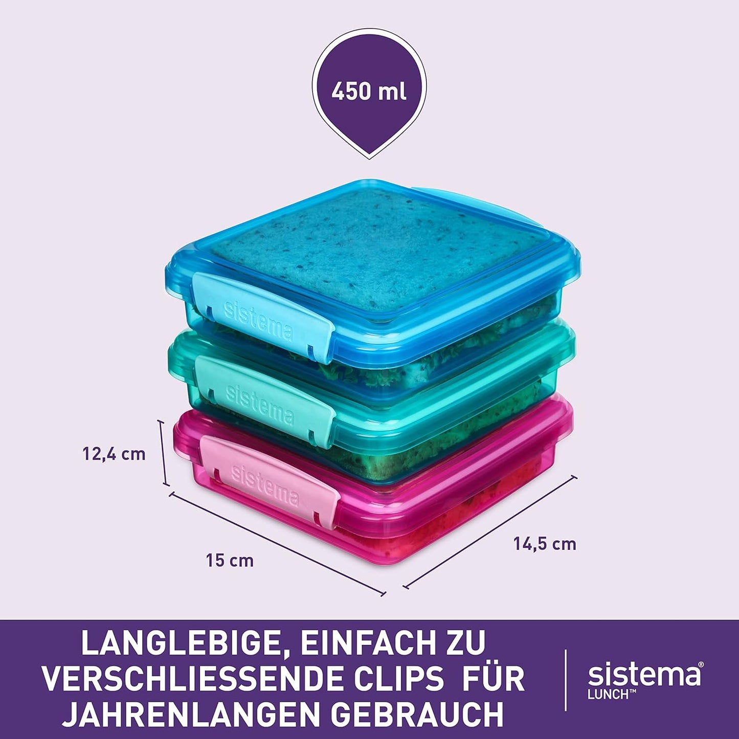 Sandwich-Box, 3 x 450 ml