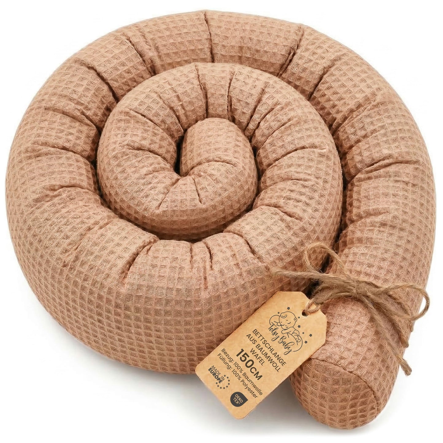 Bettschlange mit waschbarem Bezug, Braun 150 cm