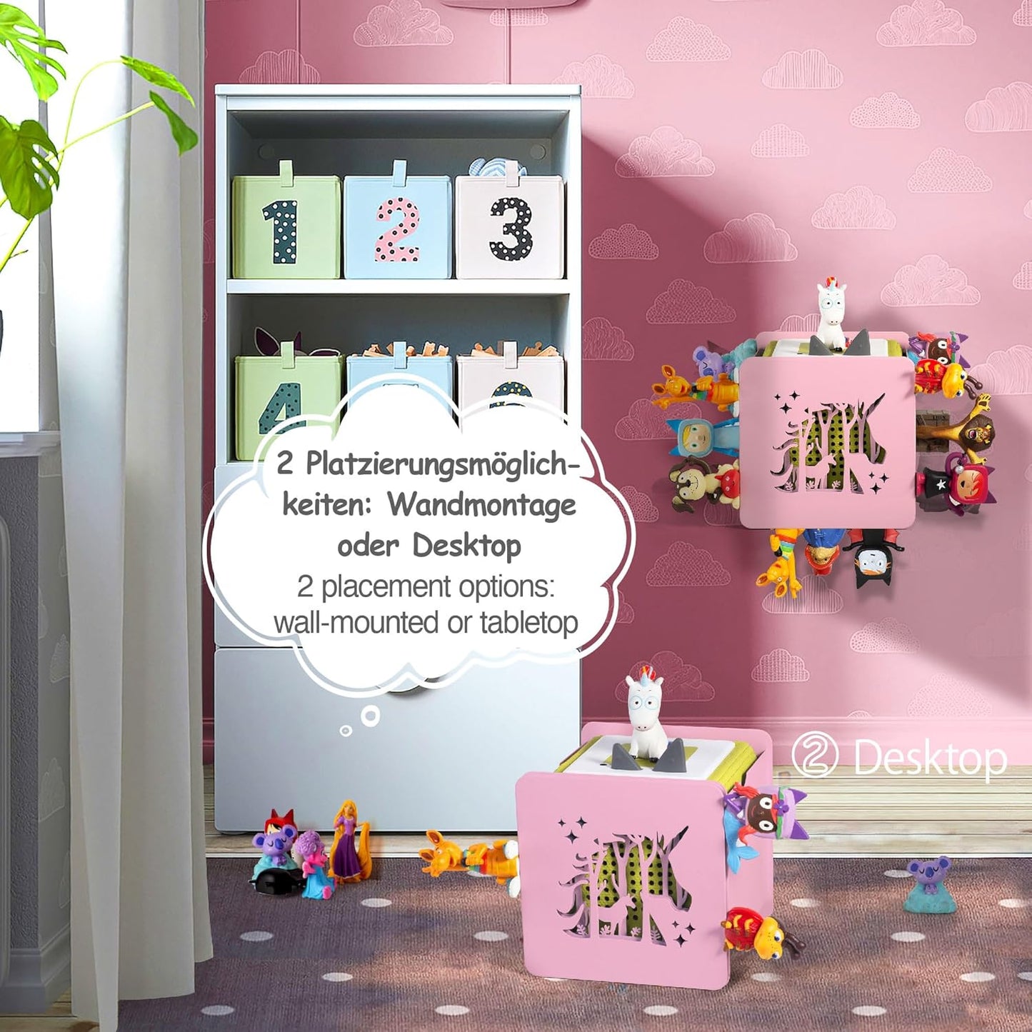 Magnetisches Toniebox-Regal für Figuren (25-40), Rosa Einhorn