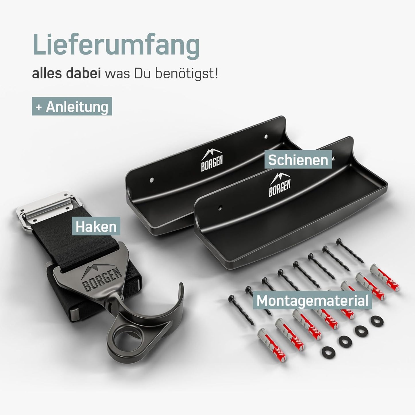 3er-Set Wandhalterung für E-Bike & MTB, 3er Set Schwarz