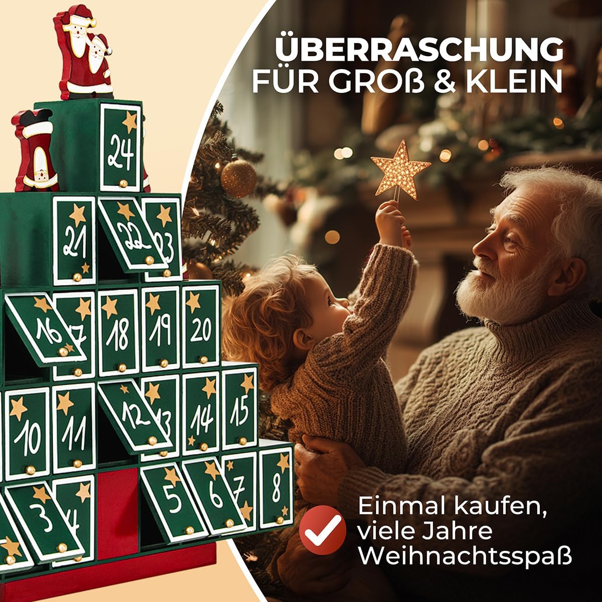 Wiederverwendbarer Adventskalender Tannenbaum (24 Türchen), Pyramid
