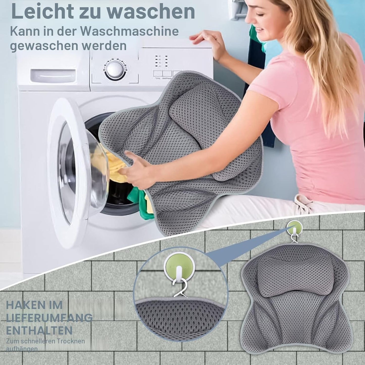 Badewannenkissen mit 6 Saugnäpfen