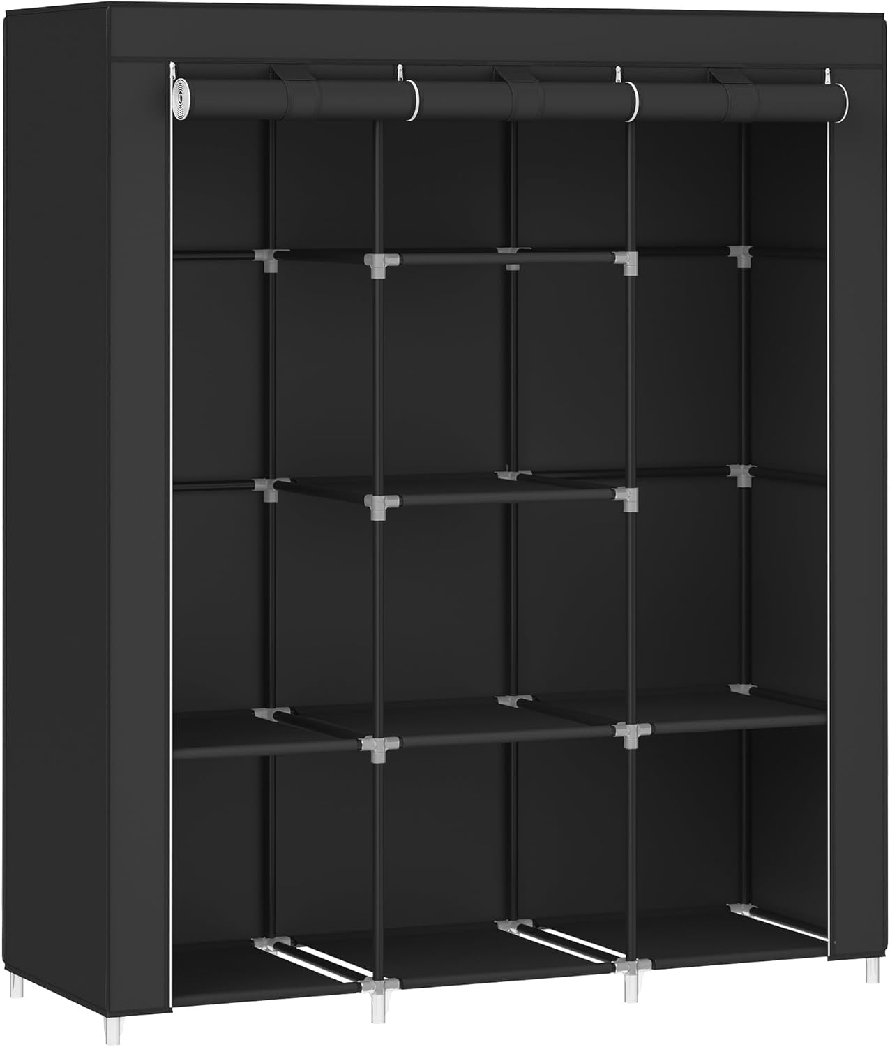 Kleiderschrank mit Vliesstoffbezug, Schwarz 130x46x168cm