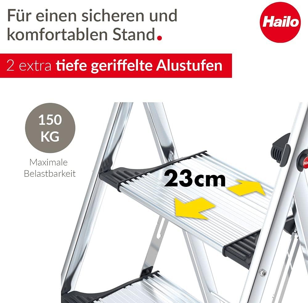 K100 Topline Alu-Klapptritt-Leiter, 2 Stufen Silber