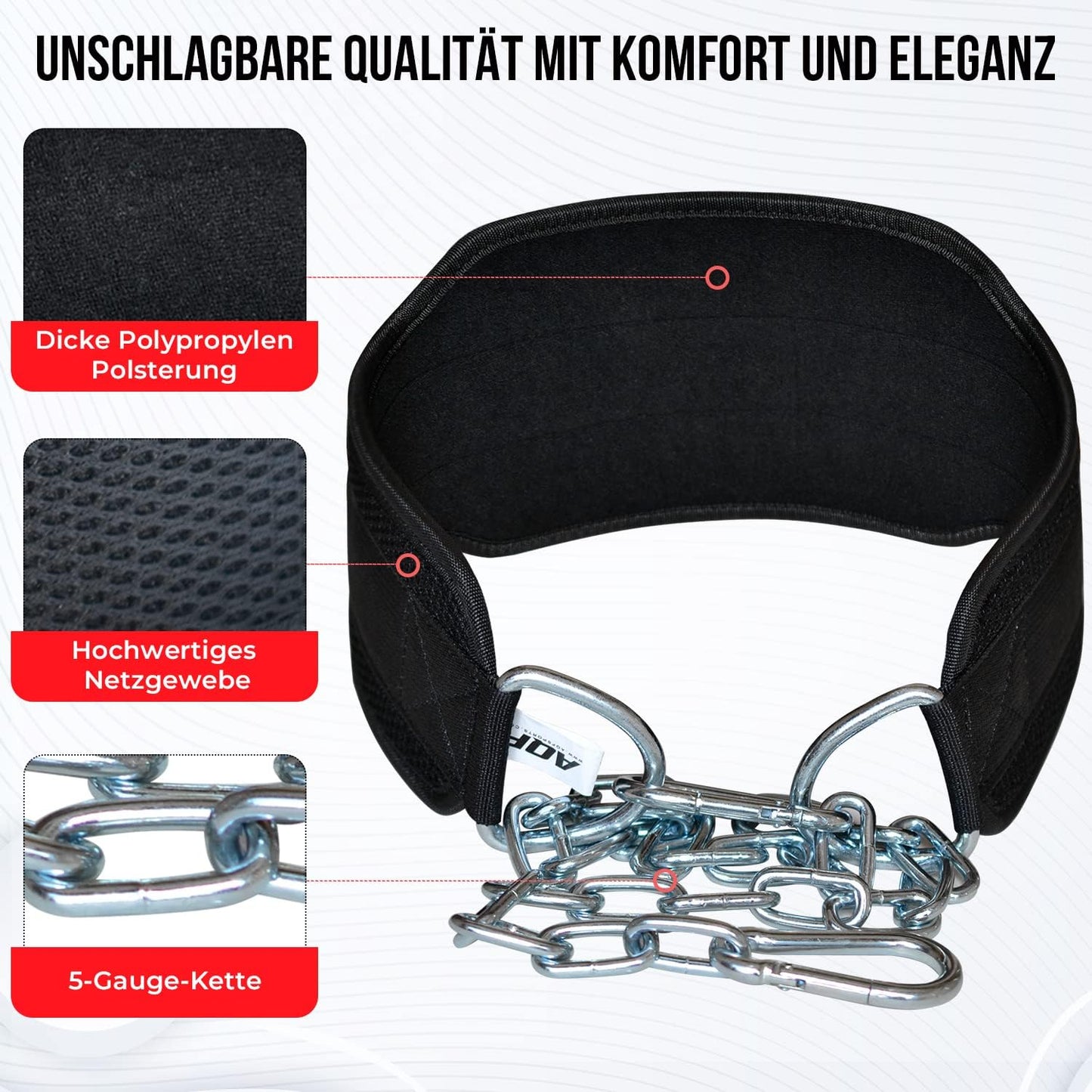 Dip Gürtel mit Stahlkette, Schwarz