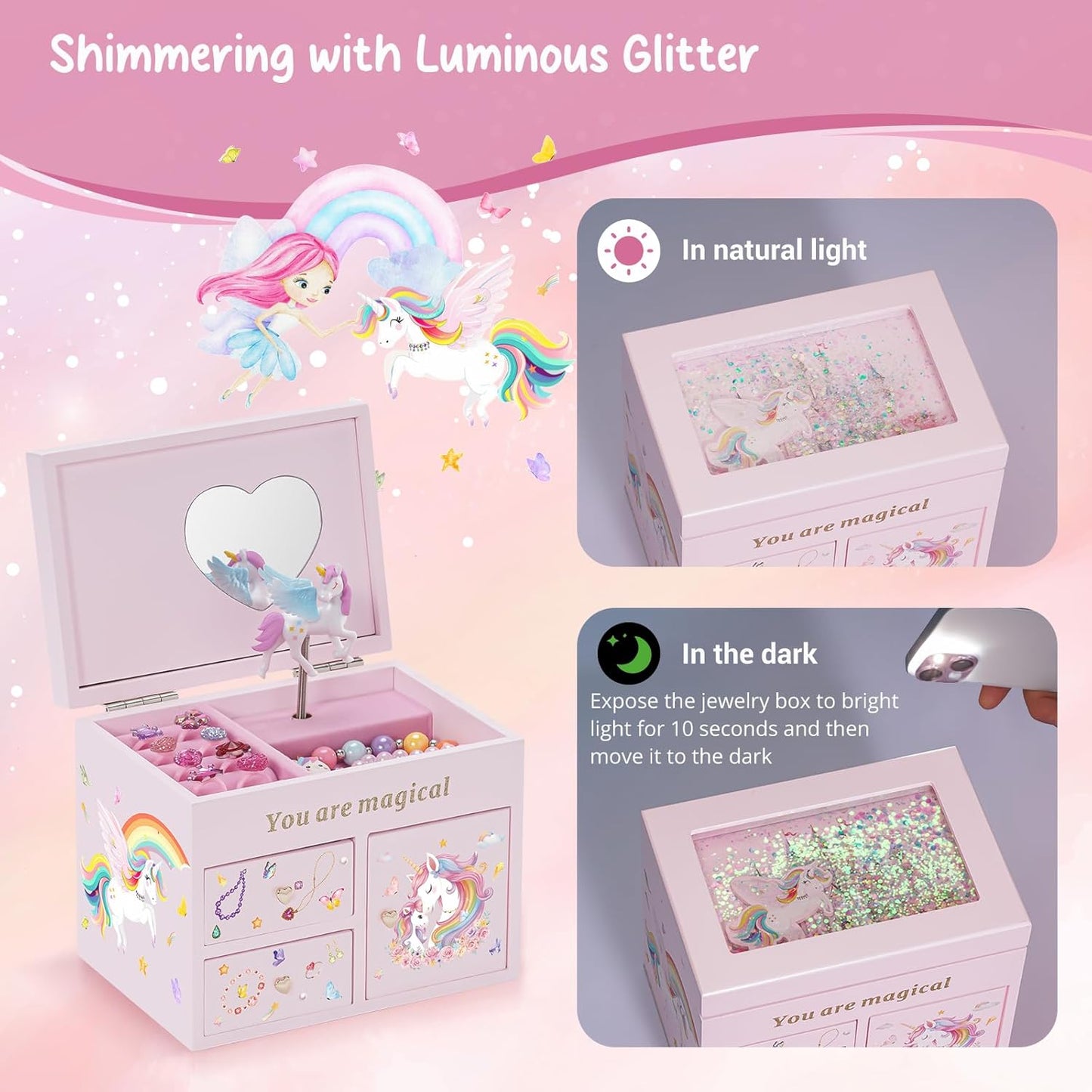 Schmuckkästchen mit Einhorn-Motiv