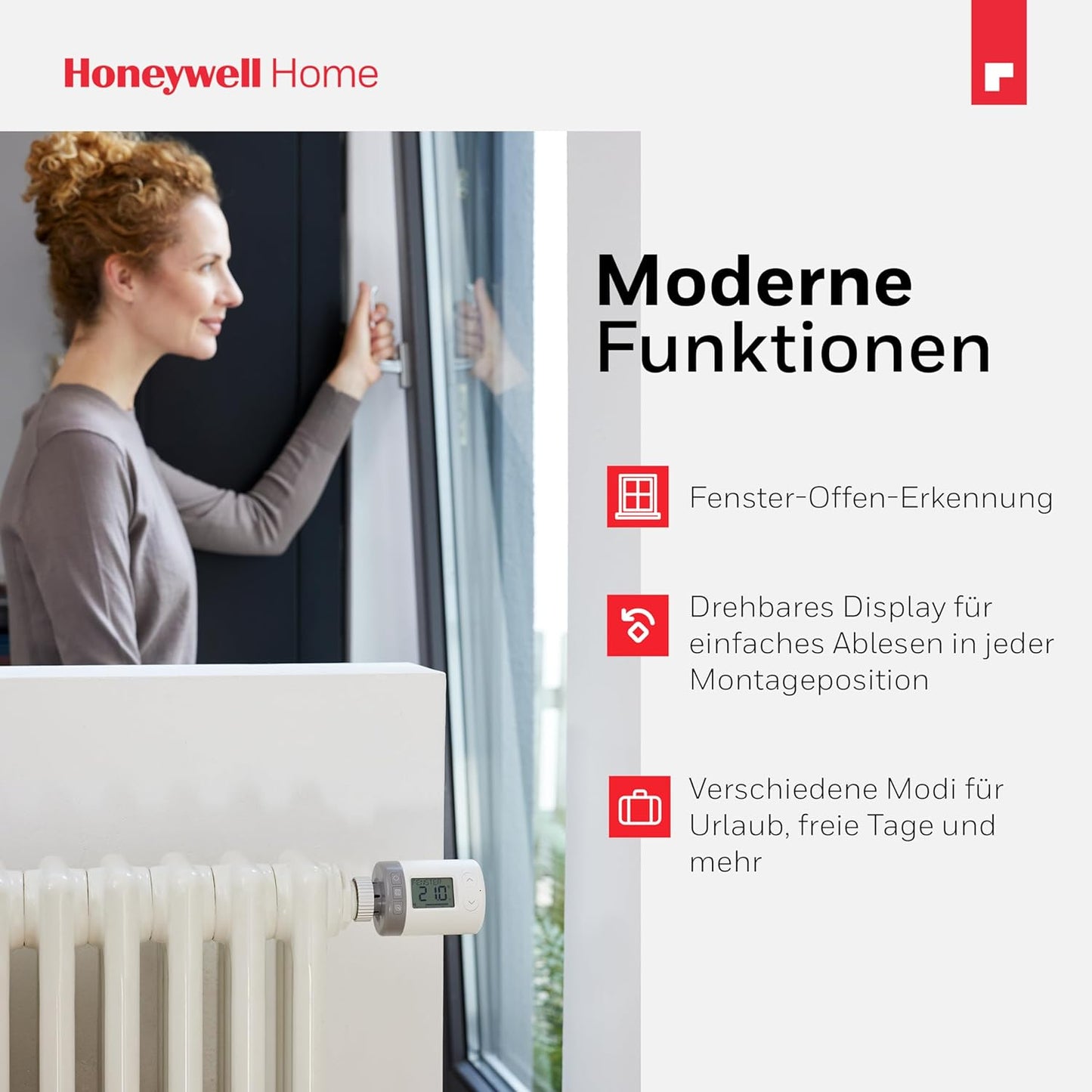 Intelligenter Heizkörperregler Rondostat HR27, Neue Version, 1er-Pack, Eco-Modus, 6 Zeitschaltpunkte