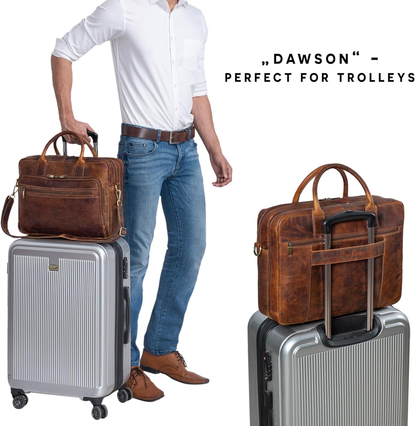 Dawson Aktentasche mit Laptopfach, Prestige - Braun