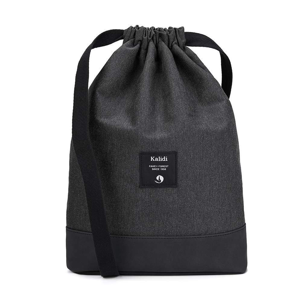 Turnbeutel Rucksack mit Kordelzug und Innentasche, Anthrazit