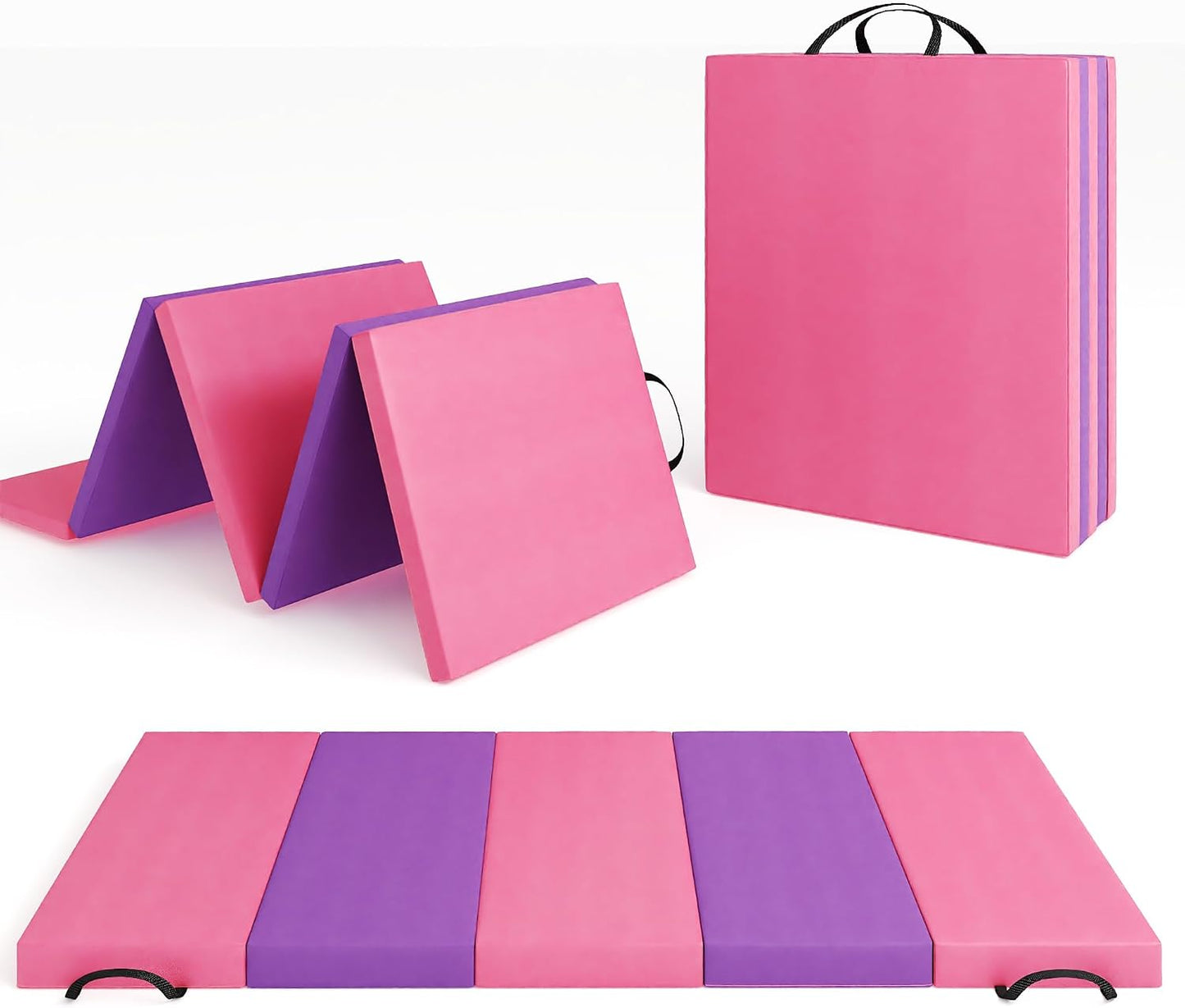 Klappbare Turnmatte mit Tragegurt (185x78x3.2 cm), Pink&Purple 185*78*3.2 cm
