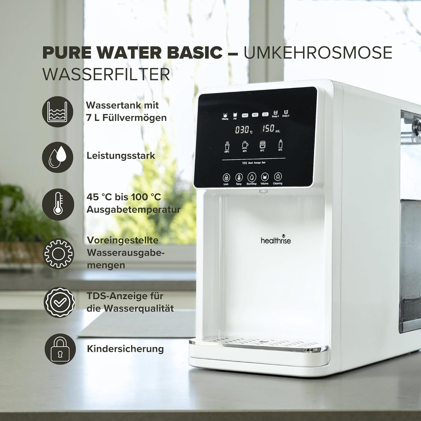 Umkehrosmose Pure Water Basic Wasseraufbereiter mit Heisswasserfunktion