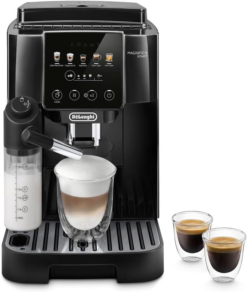 Magnifica Start ECAM220.91.B Kaffeevollautomat mit LatteCrema-Milchsystem, B-schwarz Farbiges Touch-Display