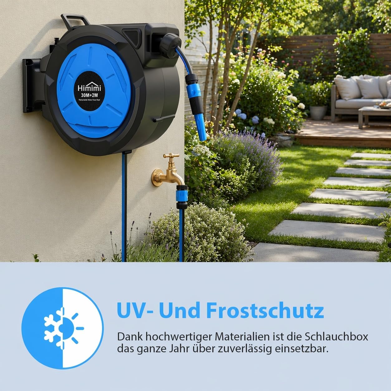 Ausziehbare Wand-Schlauchtrommel 30 m mit Arretierung
