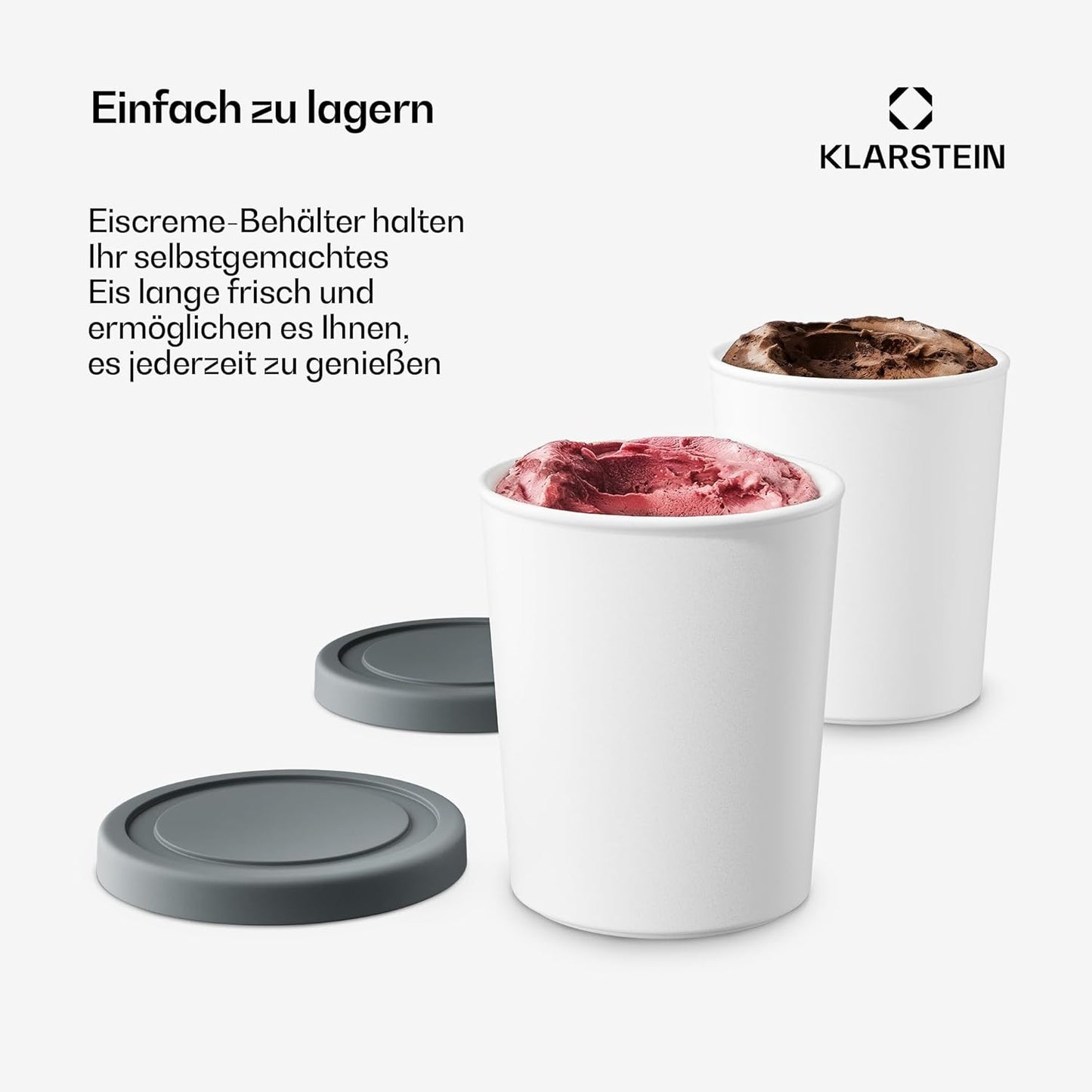 2-teiliges Eisbehälter-Set für Speiseeis & Joghurt, 2x1L Behälter