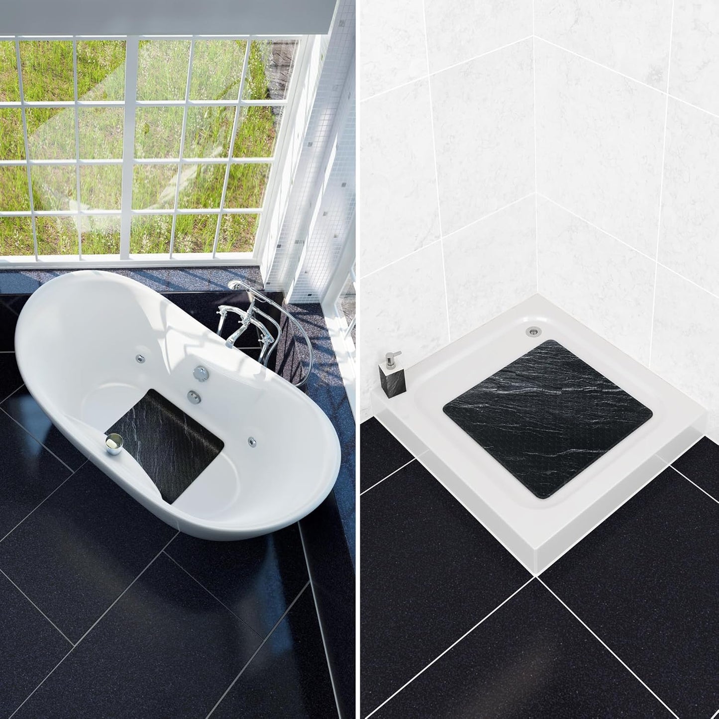 Rutschfest Badematte, schimmelresistent, Granit-Motiv, Granit