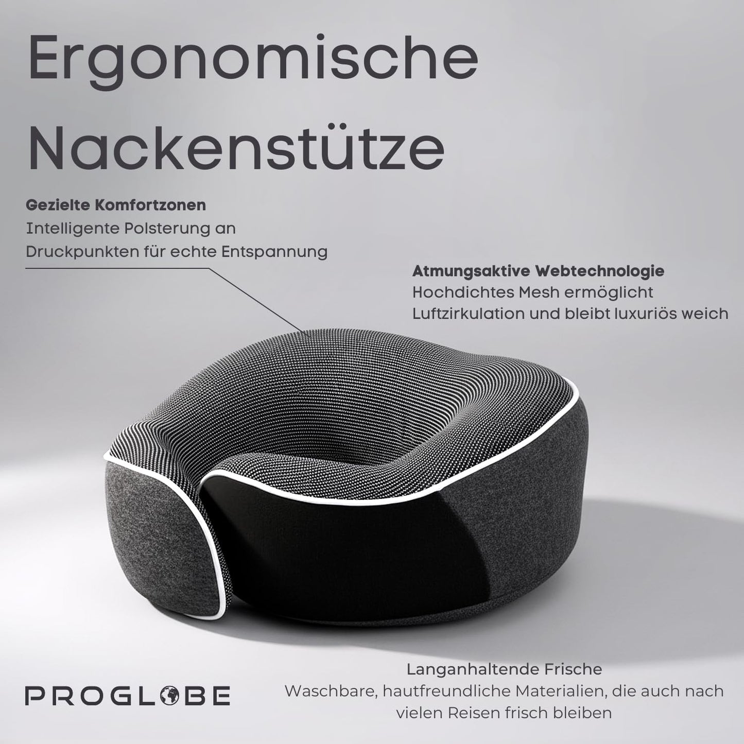 Nackenkissen und Schlafmaske, Dunkelgrau