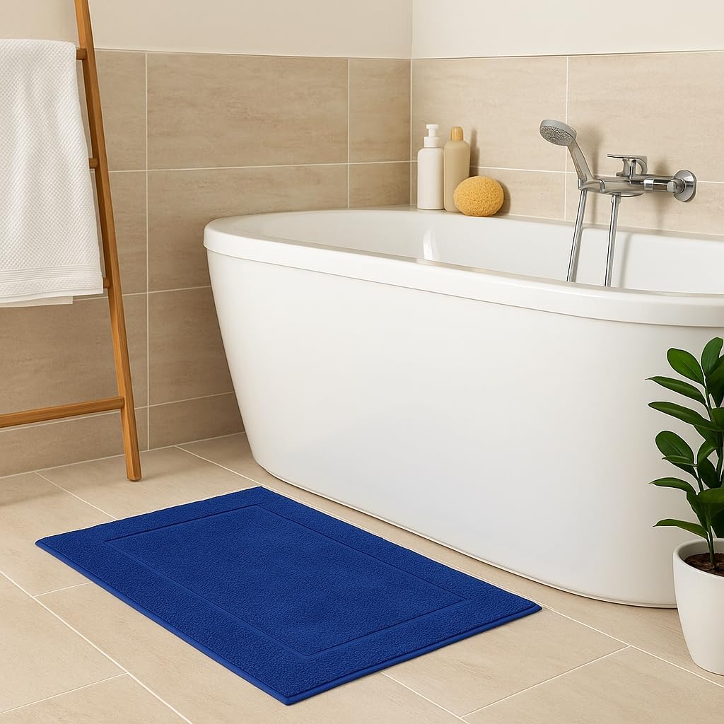 2er-Set Badematten, 50x70 cm, 2x Badvorleger Royalblau
