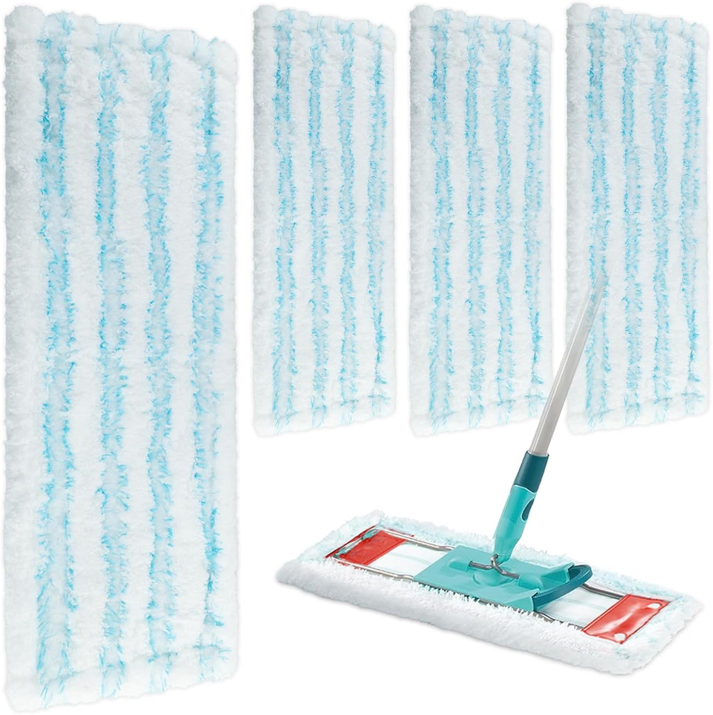 4er-Set Ersatz-Wischbezüge für Profi XL Bodenwischer, Blue&white-4