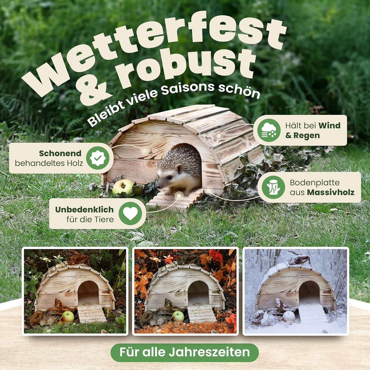 Igelhaus wetterfest mit Labyrinth-Eingang, Braun