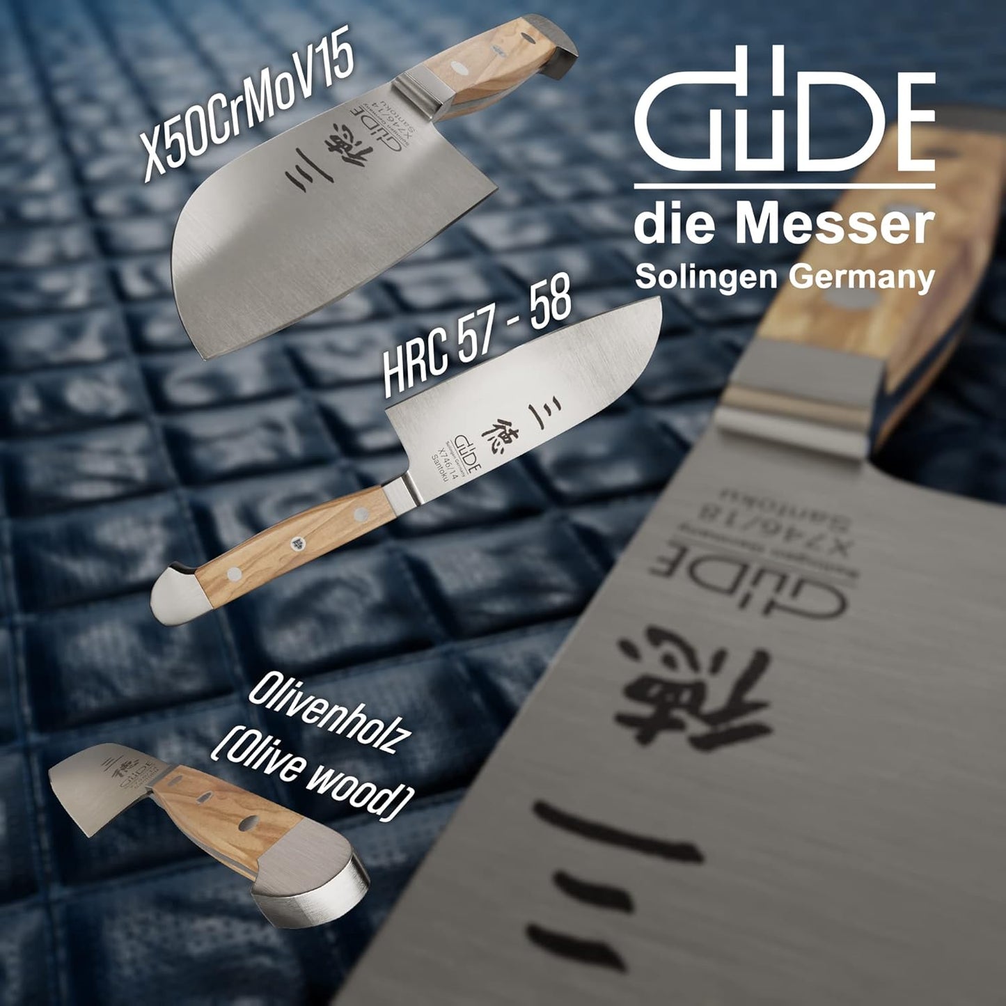 Santokumesser, Olivenholz 14 cm